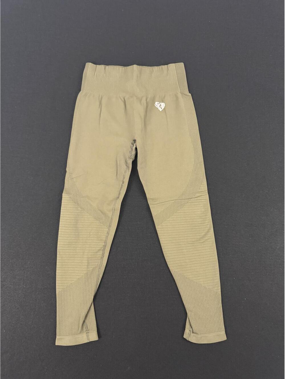 2 Pairs Women's High-Waist Seamless Athletic Leggings Olive Green and Slate Grey